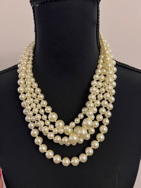 J. Crew Multi-Strand Pearl Statement Necklace in Ivory